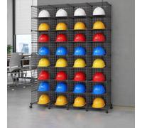 RVUEM Espositore Caschi Football Motociclisti, Espositore Pavimento in Metallo Caschi Pompiere Grandi Dimensioni, Espositore Caschi Baseball E Cappelli da Baseball,Nero,32Grids4*8