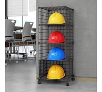 RVUEM Espositore Caschi Football Motociclisti, Espositore Pavimento in Metallo Caschi Pompiere Grandi Dimensioni, Espositore Caschi Baseball E Cappelli da Baseball,Nero,4Grids1*4