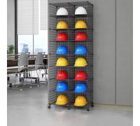 RVUEM Espositore Caschi Football Motociclisti, Espositore Pavimento in Metallo Caschi Pompiere Grandi Dimensioni, Espositore Caschi Baseball E Cappelli da Baseball,Nero,16Grids2*8