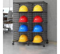 RVUEM Espositore Caschi Football Motociclisti, Espositore Pavimento in Metallo Caschi Pompiere Grandi Dimensioni, Espositore Caschi Baseball E Cappelli da Baseball,Nero,8Grids2*4