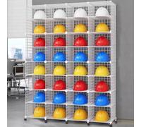 RVUEM Espositore Caschi Football Motociclisti, Espositore Pavimento in Metallo Caschi Pompiere Grandi Dimensioni, Espositore Caschi Baseball E Cappelli da Baseball,Bianca,32Grids4*8