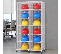 RVUEM Espositore Caschi Football Motociclisti, Espositore Pavimento in Metallo Caschi Pompiere Grandi Dimensioni, Espositore Caschi Baseball E Cappelli da Baseball,Bianca,12Grids2*6