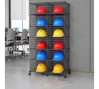RVUEM Espositore Caschi Football Motociclisti, Espositore Pavimento in Metallo Caschi Pompiere Grandi Dimensioni, Espositore Caschi Baseball E Cappelli da Baseball,Nero,12Grids2*6