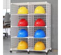 RVUEM Espositore Caschi Football Motociclisti, Espositore Pavimento in Metallo Caschi Pompiere Grandi Dimensioni, Espositore Caschi Baseball E Cappelli da Baseball,Bianca,8Grids2*4