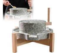 RVUEM Macinato A Pietra, Macinatore Manuale per Farina Grano Tenero, Macinatore A Manovella in Stile Rustico Naturale, Macinatore per Alimenti A Umido E A Secco, per Casa E Cucina,with Stand,M