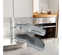 RVUEM Organizer Estraibile per Mobile Ad Angolo Cieco per Mobile Ad Angolo Cieco da 90 Cm, Cestello Girevole per Angolo Cucina, Organizer A Doppio Ripiano,Left Pull out