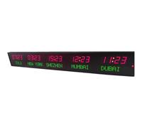 RVUEM Orologio Digitale con più Fusi Orari, Orologio con Fusi Orari Mondiali, Orologio Mondiale A LED con 5 Città, 3 Livelli di Luminosità Regolabili, per Aziende Multinazionali, Hotel, Uffici