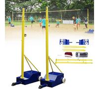 RVUEM Pali Pallavolo/Badminton Rete Badminton, Rete Mobile, Telaio Rete da Badminton con Ruote, Palo Rete Tipo Scatola, Supporto in Acciaio con Base Stabile, Uso Interno Ed Esterno
