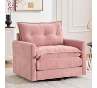 RVUEM Poltrona Girevole Oversize A 360°, Poltrona Moderna, con Solida Base in Metallo, Divano Singolo, con Cuscini E Tasche Laterali, per Soggiorno, Camera da Letto, Ufficio,C,1PCS