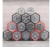 RVUEM Porta-Cerchi Garage, Supporto per Cerchioni, Espositore Pneumatici Piccoli A Triangolo Esagonale, Organizzatore Ruota Scorta in Acciaio Supporto per Ruota Scorta,12frame+4base