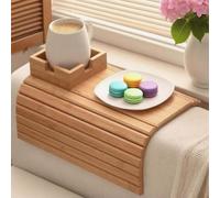 RVUEM Portabicchieri in Legno per Divano - Migliore Amico Tuo Divano Vassoio per Bracciolo E Portabicchieri Vassoio Antiscivolo 2 in 1 per Bracciolo per Telecomando Snack Cellulare,Style 1,41 * 34cm