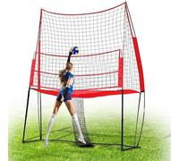 RVUEM Rete per Allenamento Pallavolo, Stazione per Allenamento Pallavolo 3,3 X 2,4 M, Rete per Allenamento Pallavolo, Rete da Pallavolo per Esterni E Interni, per Giardino, Spiaggia, Cortile,Rosso