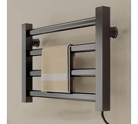 RVUEM Scaldasalviette, Mensola Portasciugamani Intelligente Riscaldata, Organizzatore Portasciugamani, con 4 Barre Portasciugamani, Temperatura Costante 55 °C, per Bagno Toilette,Nero,Right Line