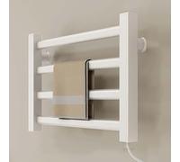 RVUEM Scaldasalviette, Mensola Portasciugamani Intelligente Riscaldata, Organizzatore Portasciugamani, con 4 Barre Portasciugamani, Temperatura Costante 55 °C, per Bagno Toilette,Bianca,Right Line