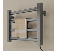 RVUEM Scaldasalviette, Mensola Portasciugamani Intelligente Riscaldata, Organizzatore Portasciugamani, con 4 Barre Portasciugamani, Temperatura Costante 55 °C, per Bagno Toilette,Grigio,Right Line