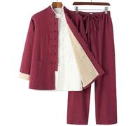 RVUEM Set di Tute da Kung Fu, Maglietta per Uniforme da Tai Chi, Abbigliamento da Allenamento, Maglietta per Arti Marziali Qigong Wing Chun Shaolin Kung Fu, Set di 3 Pezzi per Tuta Tang,005,M
