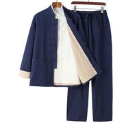 RVUEM Set di Tute da Kung Fu, Maglietta per Uniforme da Tai Chi, Abbigliamento da Allenamento, Maglietta per Arti Marziali Qigong Wing Chun Shaolin Kung Fu, Set di 3 Pezzi per Tuta Tang,006,S