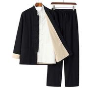 RVUEM Set di Tute da Kung Fu, Maglietta per Uniforme da Tai Chi, Abbigliamento da Allenamento, Maglietta per Arti Marziali Qigong Wing Chun Shaolin Kung Fu, Set di 3 Pezzi per Tuta Tang,008,L