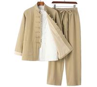 RVUEM Set di Tute da Kung Fu, Maglietta per Uniforme da Tai Chi, Abbigliamento da Allenamento, Maglietta per Arti Marziali Qigong Wing Chun Shaolin Kung Fu, Set di 3 Pezzi per Tuta Tang,004,3XL