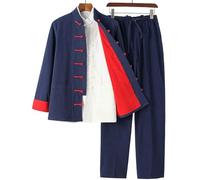 RVUEM Set di Tute da Kung Fu, Maglietta per Uniforme da Tai Chi, Abbigliamento da Allenamento, Maglietta per Arti Marziali Qigong Wing Chun Shaolin Kung Fu, Set di 3 Pezzi per Tuta Tang,007,3XL