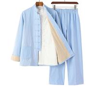 RVUEM Set di Tute da Kung Fu, Maglietta per Uniforme da Tai Chi, Abbigliamento da Allenamento, Maglietta per Arti Marziali Qigong Wing Chun Shaolin Kung Fu, Set di 3 Pezzi per Tuta Tang,002,2XL