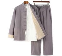 RVUEM Set di Tute da Kung Fu, Maglietta per Uniforme da Tai Chi, Abbigliamento da Allenamento, Maglietta per Arti Marziali Qigong Wing Chun Shaolin Kung Fu, Set di 3 Pezzi per Tuta Tang,003,2XL