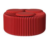 RVUEM Sgabello Pieghevole in Carta con Cuscini, Panca A Nido d'Ape, Panca Artigianale A Fisarmonica, Seduta Versatile in Carta Kraft, per Soggiorno, Ufficio, Sala Pranzo,Rosso,H:30cm 3 Seats
