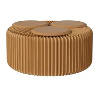 RVUEM Sgabello Pieghevole in Carta con Cuscini, Panca A Nido d'Ape, Panca Artigianale A Fisarmonica, Seduta Versatile in Carta Kraft, per Soggiorno, Ufficio, Sala Pranzo,Marrone,H:30cm 3 Seats