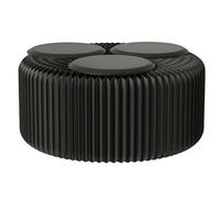 RVUEM Sgabello Pieghevole in Carta con Cuscini, Panca A Nido d'Ape, Panca Artigianale A Fisarmonica, Seduta Versatile in Carta Kraft, per Soggiorno, Ufficio, Sala Pranzo,Nero,H:30cm 3 Seats