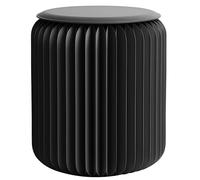 RVUEM Sgabello Pieghevole in Carta Sgabello Rotondo Fisarmonica Tavolino Laterale Design in Carta alla Moda Multifunzione Carta Kraft Arredo per Casa per Soggiorno Sala Pranzo Toeletta,Nero,H:37cm