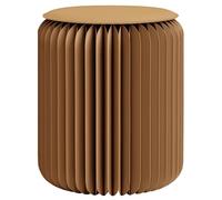 RVUEM Sgabello Pieghevole in Carta Sgabello Rotondo Fisarmonica Tavolino Laterale Design in Carta alla Moda Multifunzione Carta Kraft Arredo per Casa per Soggiorno Sala Pranzo Toeletta,Marrone,H:37cm