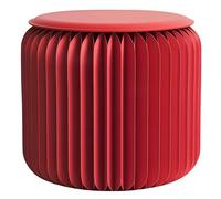 RVUEM Sgabello Pieghevole in Carta Sgabello Rotondo Fisarmonica Tavolino Laterale Design in Carta alla Moda Multifunzione Carta Kraft Arredo per Casa per Soggiorno Sala Pranzo Toeletta,Rosso,H:30cm