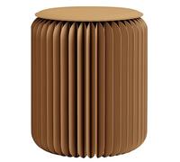 RVUEM Tavolino Laterale - Design alla Moda in Carta, Sgabello Pieghevole Portatile Fisarmonica, Sgabello Rotondo Multifunzione Rilassante, Carta Kraft, per Scuola Soggiorno Sala Pranzo,Marrone,H:44cm