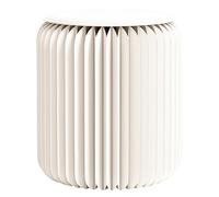 RVUEM Tavolino Laterale - Design alla Moda in Carta, Sgabello Pieghevole Portatile Fisarmonica, Sgabello Rotondo Multifunzione Rilassante, Carta Kraft, per Scuola Soggiorno Sala Pranzo,Bianca,H:44cm