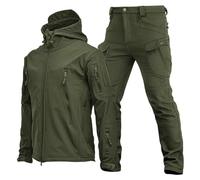 RVUEM Tuta Uniforme Militare Mimetica Tute Softshell Militari Giacca E Pantaloni Tattici da Uomo Set di Tute da Combattimento Militari Impermeabili Vestito di Vestiti Militari,Verde,M
