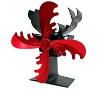 RVUEM Ventilatore per Camino con Design A Renna, Ventilatore Silenzioso per Stufa A Legna, per Stufe A Legna/Ceppi/Camini - Distribuzione del Calore più Efficiente,Rosso