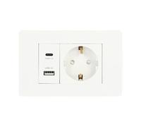 Rvyan Presa Standard Presa di Corrente A Muro USB+TYPE-C+EURO Presa Adattatore di Alimentazione USB 16A 180V-250V Spina UE