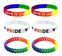 RVYEIOP 6 Pezzi Bracciale Arcobaleno Silicone, Braccialetti Gay Pride LGBTQ+ per Uomo e Donna, Accessori per Mese dell'Orgoglio, 2.5cm di Larghezza
