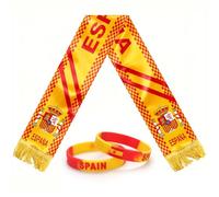 RVYEIOP Sciarpa Spagna e 2 Bracciali in Silicone per Tifosi di Calcio, Kit Accessori Stadio Rosso e Giallo, Gadget Sportivi per Partite e Competizioni Nazionali, Idea Regalo per Appassionati