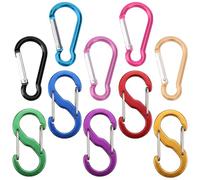 RVYEIOP Set di 10 Moschettoni da Arrampicata per Escursionismo, 5 a Forma di S e 5 a Forma di Pera, Moschettoni Multifunzione in Alluminio Leggero per Attrezzatura Sportiva, Zaino e Campeggio