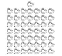 RWAJZAX 50 perline distanziali a forma di cuore CCB, accessorio per gioielli, perline a doppio foro, perfette per fai da te, Taglia unica, come descritto