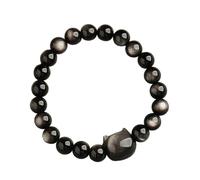 [RWAJZAX] Bracciale con perline nere con testa impilabile ciondolo catena a mano braccialetto di Halloween gioielli accessori moda