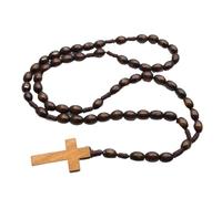 [RWAJZAX] Croce elegante con croce per preghiera e consapevolezza perline di rosario in legno naturale colore naturale rosario collana unica