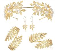 [RWAJZAX] Set di accessori per costume da dea greca foglia greca, fascia a spirale, orecchini di perle, collana per festa di matrimonio, b