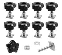 Rwbimti 8 pezzi adattatore per scanalatura a T, M6 x 35 mm, 20 x 20 mm, portapacchi con dadi, dado a stella e rondelle, compatibile con barre portatutto, portapacchi e binario.