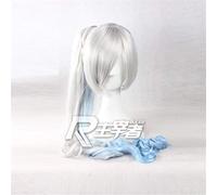 RWBY White Trailer Weiss Schnee Parrucche Cosplay Grigio sfumato blu Lungo Ombre ondulato resistente al calore Costume parrucca coda di cavallo
