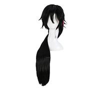 RWBY WIKI Lie Ren Cosplay Wigs Long Black And Red Heat Resistant Synthetic Hair Wig + Wig Cap