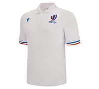 RWC 2023 Rugby World Cup Cotton Piquet Polo Football Soccer T-Shirt Maglia (White)