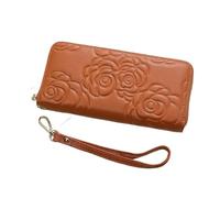 RWCCCRW Borse Porta biglietti da visita in pelle di vacchetta da donna Portafogli lunghi con fermasoldi Portafogli in vera pelle Portamonete Portamonete (Size : Orange)