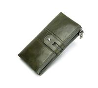 RWCCCRW Portafogli lunghi con fermasoldi in pelle di vacchetta da donna Portafogli in vera pelle Porta biglietti da visita Borse Borse da sera (Size : Green)